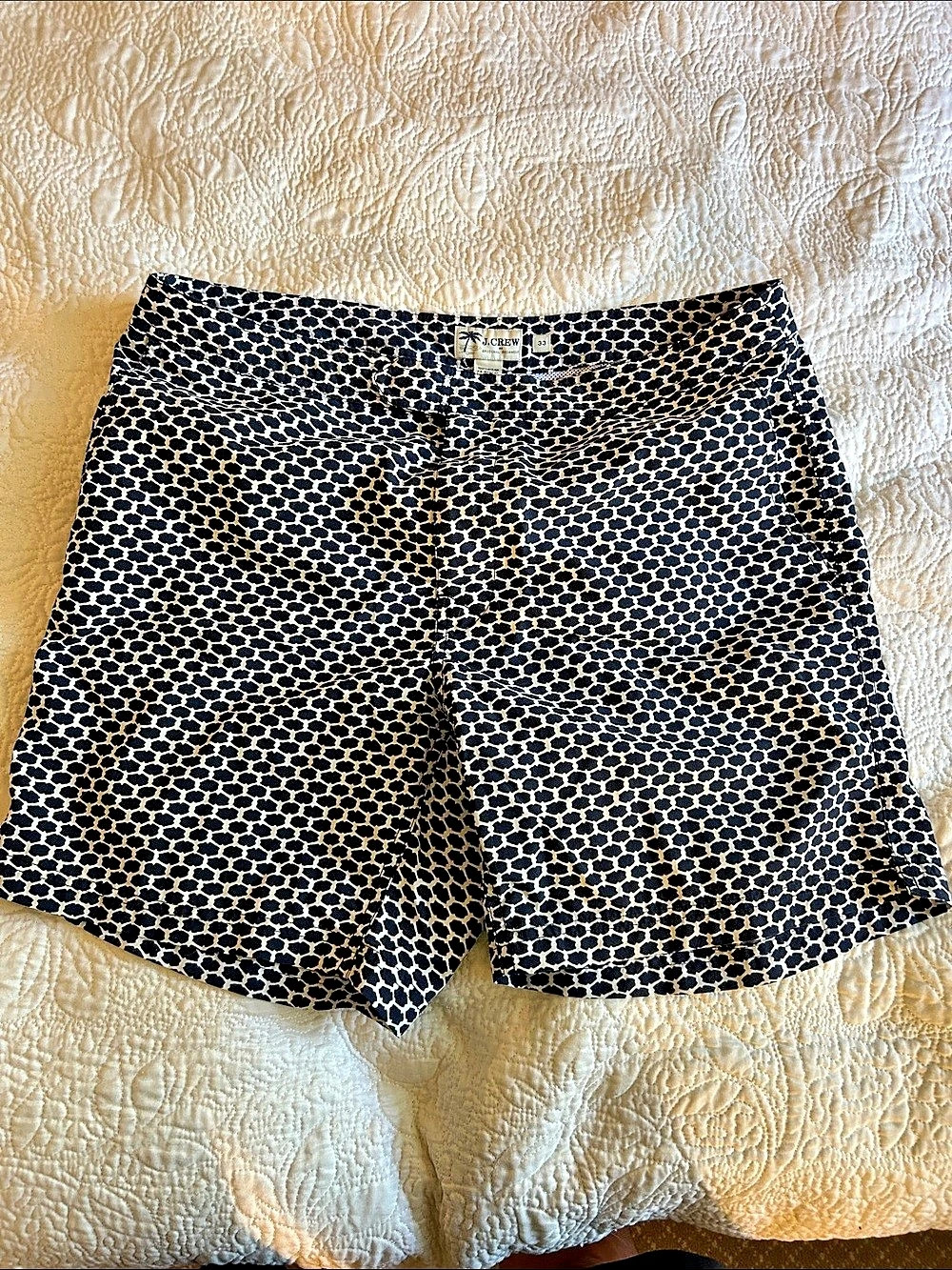 J.Crew Printed High Waist Shorts in Blue & White Size 33 Like New